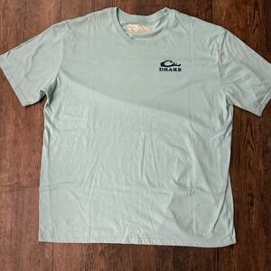 Drake Waterfowl Systems T Shirt Aqua Blue 2X Graphic Tee Short Sleeve Duck Logo‎